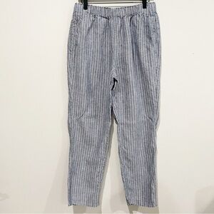 TAHARI Linen Pants Striped Beachy Boho Comfort Coastal Pull On Size Large